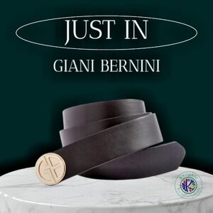 Giani‎ Bernini Women's Logo-Buckle Faux-Leather Belt - Black Gold, Size M